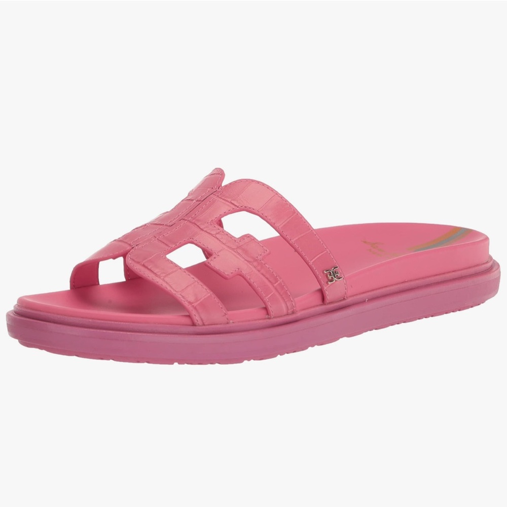 Sam Edelman NWT Valeri croc embossed leather slide sandal in rose color